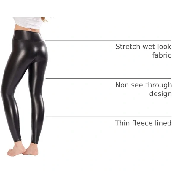 Ginasy Faux Leather High-Waist Leggings‎ Small Black NWT - Picture 4 of 5